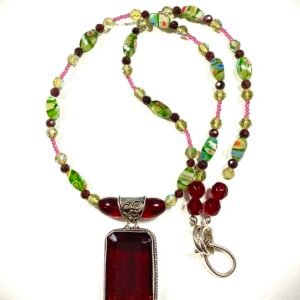 faceted garnet murano millefiori beads