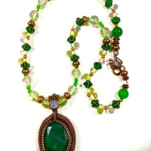 faceted emerald copper wrapped