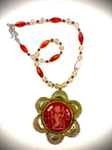engraved carnelian in frame