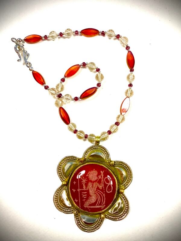 engraved carnelian in frame