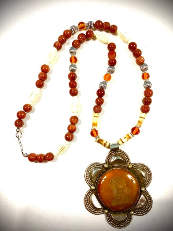 engraved carnelian in frame