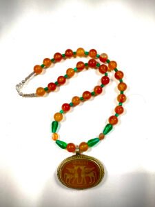 engraved carnelian tribal pendant