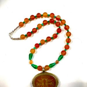 engraved carnelian tribal pendant