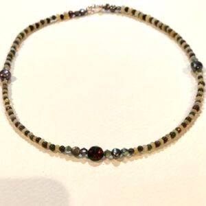 white and black opal; large center black opal