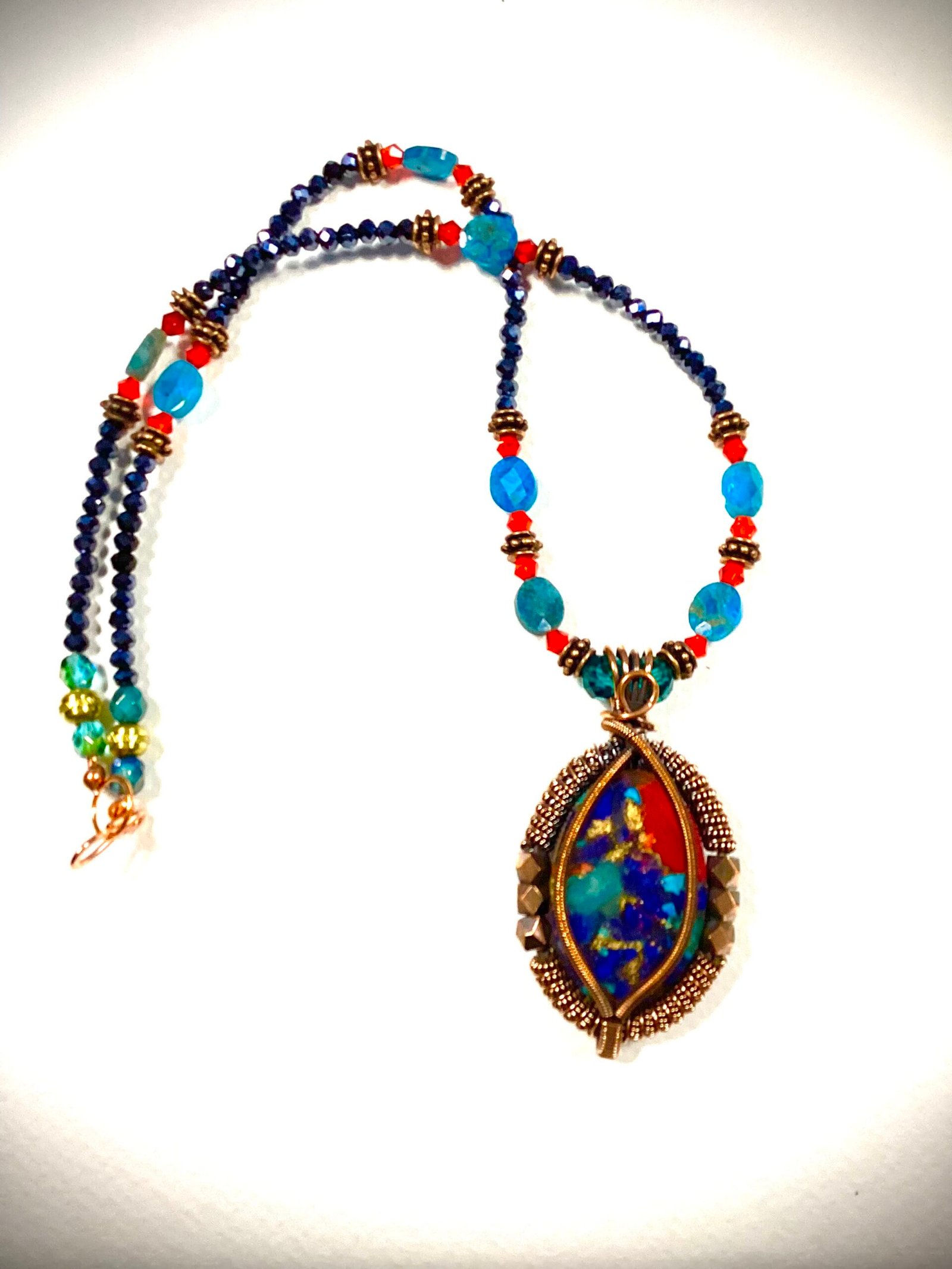 Copper-wired turquoise and multi-stone