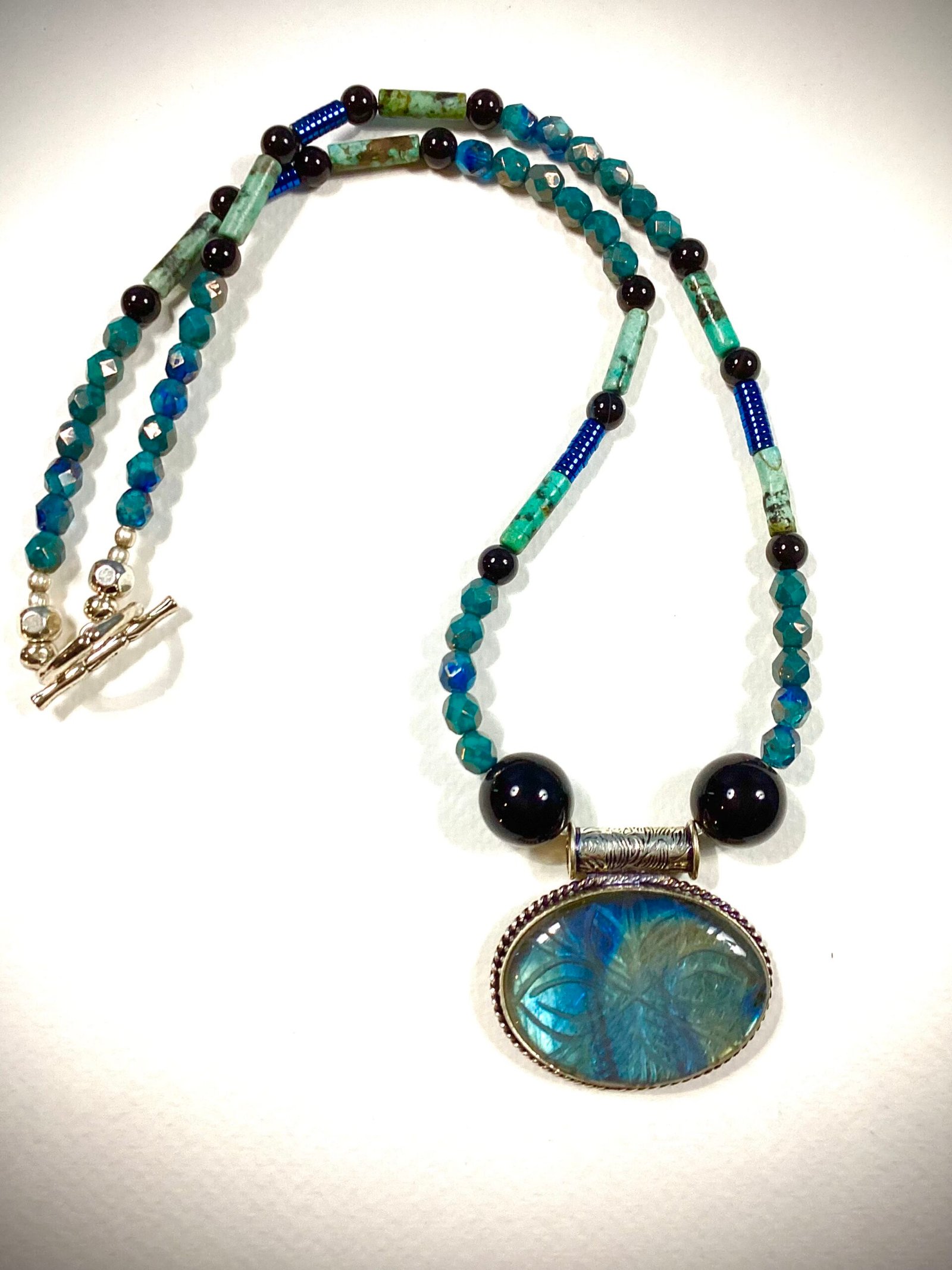 Etched labradorite